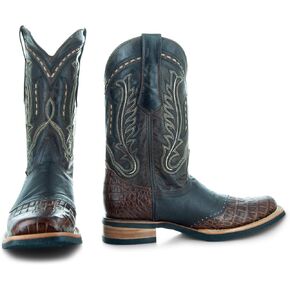 Soto Boots Men's Saddle Vamp Gator Belly Print Cowboy Boots H50039