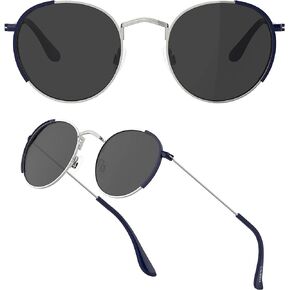Saveen TAC Small Round Polarized UV400 Protection for Men Women Classic Retro Vintage Metal Sunglasses
