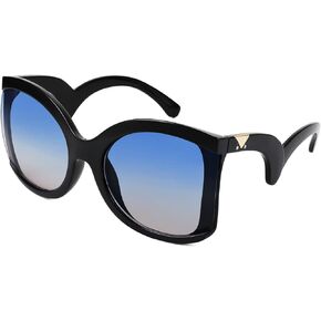 FEISEDY Oversized Square Butterfly Sunglasses Curved Curly Arm Frame Women's Fashion Shades B4035