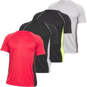 4-Pack Premium Workout Shirts for Men Dry-Fit Performance Tees -Athletic Moisture Wicking Tops for Men-Quick Dry T-Shirts