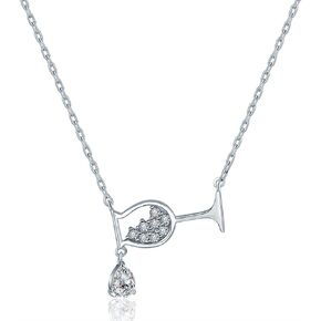 Wine Glass Pendant Necklace,Cubic Zircon Water Drop Cup Clavicle Necklace in Kuwait