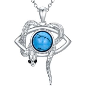 Snake Necklace for Men Boys 925 Sterling Silver Evil Eye Snake Necklace Snake Turquoise Necklace Snake Jewelry Gifts Christmas Birthday