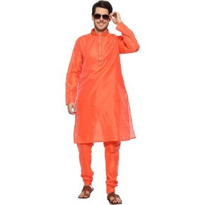 Men Art Silk Kurta Pyjama Set Party Fashion Regular Ethinic Wear Indian Dress