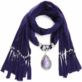 Women's Scarf Waterdrop Pendant Necklace Jewelry Printing Polyester Shawl Scarves(sc0016)