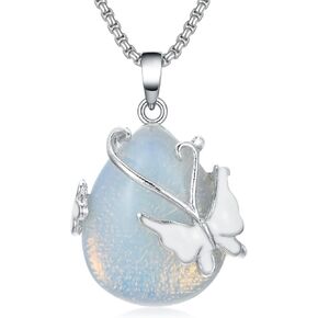 Butterfly/Dragonfly Necklace Pear Gemstone Pendant Insect Jewelry Gifts for Women Girls