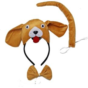 Kirei Sui Kids Brown Dog 3D Headband Bowtie Tail 3pcsSet Costume