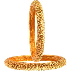 JewarHaat Indian Gold Bangle Handmade Work Gold Plated Leaf/Patti Design 2 Piece Kada Set Daily Use Fashion Jewelry for Women & Girls