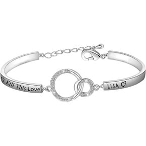 WSNANG Korean Group Inspired Gift Let's Kill This Love Album Jennie Lisa Jisoo Rose Bracelet for Blinks Kpop Girls Group Jewelry Gift for Fans