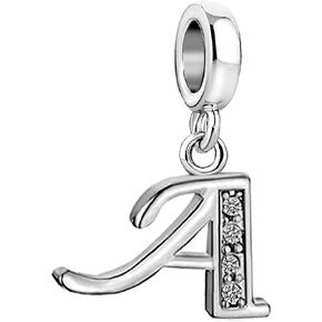 SBI Jewelry Sparkling Letter Charm Compatible with Pandoran Charm Bracelets Women A to Z Initial Alphabet Pendant Necklace Dangle Mom Wife Anniversary Birthday