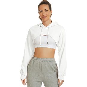 Kissonic Women's Long Sleeve Super Crop Top Hoodies Athletic Cropped Pullover Casual Sweatshirts