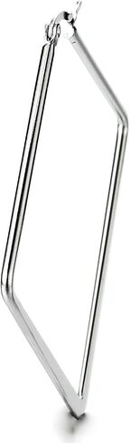 Pair Stainless Steel Large Plain Square Huggie Hinged Hoop Earrings for Women Girls in Saudi Arabia