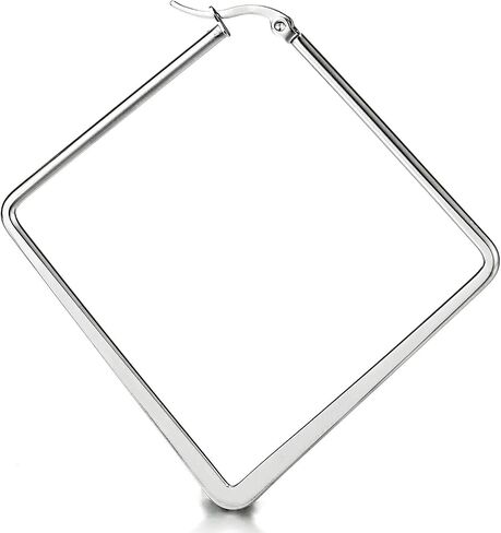 Pair Stainless Steel Large Plain Square Huggie Hinged Hoop Earrings for Women Girls in Saudi Arabia