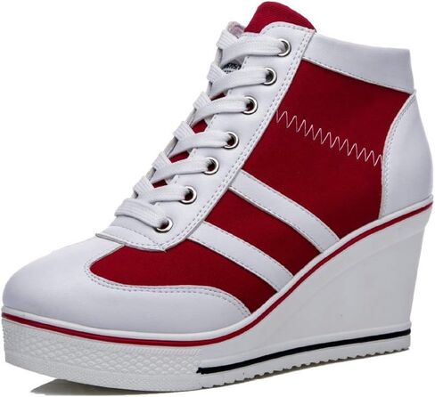 Mei MACLEOD Women Wedge Sneakers Platform Wedge High Heel Sneakers Ankle Booties Casual Canvas Shoes in Saudi Arabia