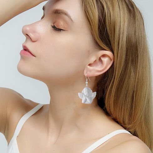 TIANHONGYAN بسيط الباروك كيوبيد الملاك استرخى أقراط الباروك تمثال صورة الحلو الملاك محظوظ أقراط للنساء مجوهرات للبنات هدية in Kuwait