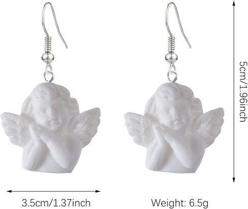 TIANHONGYAN بسيط الباروك كيوبيد الملاك استرخى أقراط الباروك تمثال صورة الحلو الملاك محظوظ أقراط للنساء مجوهرات للبنات هدية in Kuwait