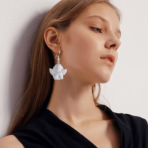 TIANHONGYAN بسيط الباروك كيوبيد الملاك استرخى أقراط الباروك تمثال صورة الحلو الملاك محظوظ أقراط للنساء مجوهرات للبنات هدية in Kuwait