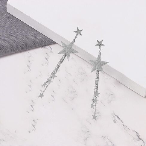 بوهو الذهب ستار طويل شرابة هامش استرخى أقراط للنساء الفتيات اطلاق النار ستار أقراط ستار إسقاط أقراط مجوهرات in Kuwait