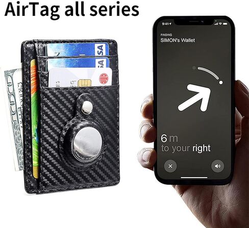 ZLMC Slim Minimalist Airtag Card Wallet, Smart Wallet with AirTag Holder,Genuine Leather Credit Card Wallet with Built-in Case for Air tag Wallet Multifunctional Purse[No Airtags] in Kuwait