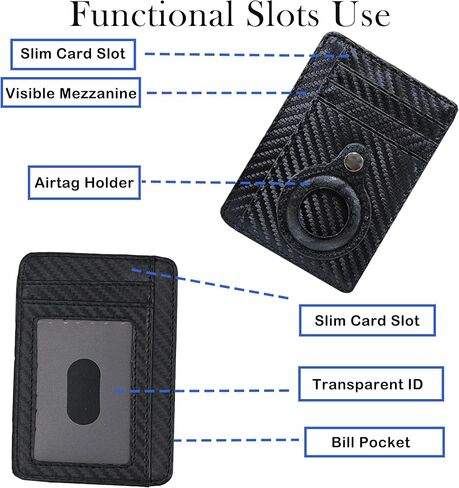 ZLMC Slim Minimalist Airtag Card Wallet, Smart Wallet with AirTag Holder,Genuine Leather Credit Card Wallet with Built-in Case for Air tag Wallet Multifunctional Purse[No Airtags] in Kuwait