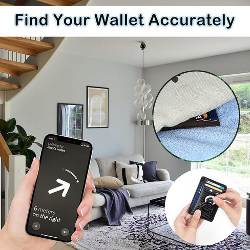 ZLMC Slim Minimalist Airtag Card Wallet, Smart Wallet with AirTag Holder,Genuine Leather Credit Card Wallet with Built-in Case for Air tag Wallet Multifunctional Purse[No Airtags] in Kuwait