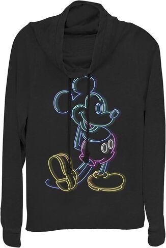 Disney Classic Neon Mickey Women's Cowl Neck Long Sleeve Knit Top in Saudi Arabia