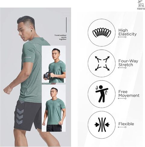 MAXERIA Workout Shirts for Men Slim Fit Graphic Tees Men Dry Fit T Shirts for Men Sports Gym Workout Tops in Saudi Arabia