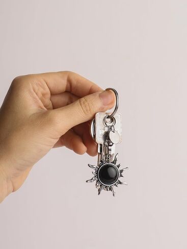 Sacina Gothic Boho Black Sun Keychain, Crystal Keychain, Car Keychain, Goth Keychain, Cool Keychain, Goth Accessories, Christmas Jewelry Gift for Women in Saudi Arabia