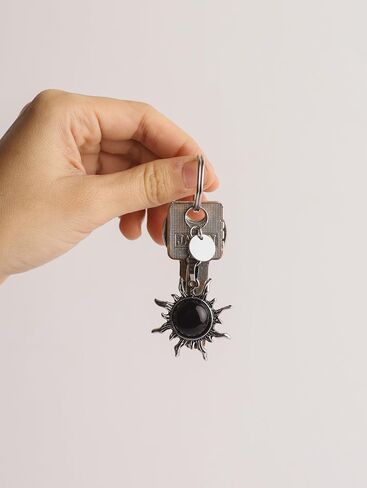 Sacina Gothic Boho Black Sun Keychain, Crystal Keychain, Car Keychain, Goth Keychain, Cool Keychain, Goth Accessories, Christmas Jewelry Gift for Women in Saudi Arabia