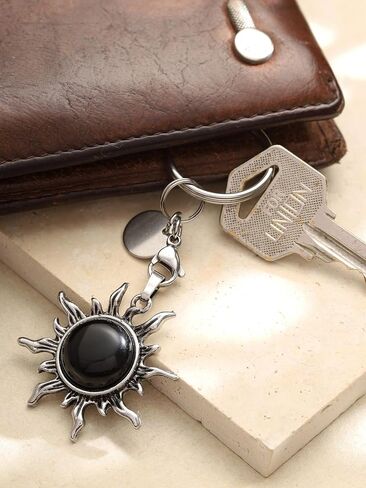 Sacina Gothic Boho Black Sun Keychain, Crystal Keychain, Car Keychain, Goth Keychain, Cool Keychain, Goth Accessories, Christmas Jewelry Gift for Women in Saudi Arabia