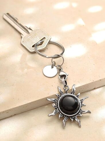 Sacina Gothic Boho Black Sun Keychain, Crystal Keychain, Car Keychain, Goth Keychain, Cool Keychain, Goth Accessories, Christmas Jewelry Gift for Women in Saudi Arabia