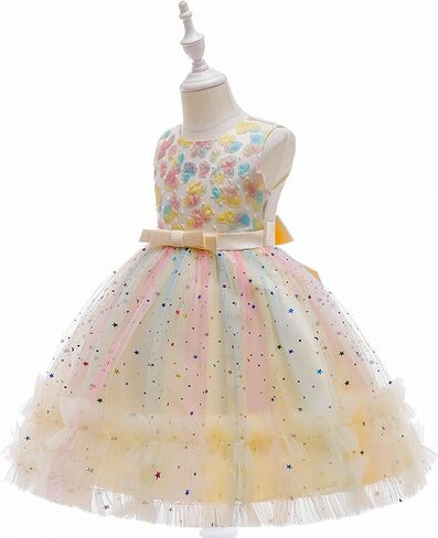 Weileenice Flower Girls Wedding Dress Bridesmaid A-Line Princess Pageant Photo Shoot Prom Holiday Party Tulle Dresses in Kuwait