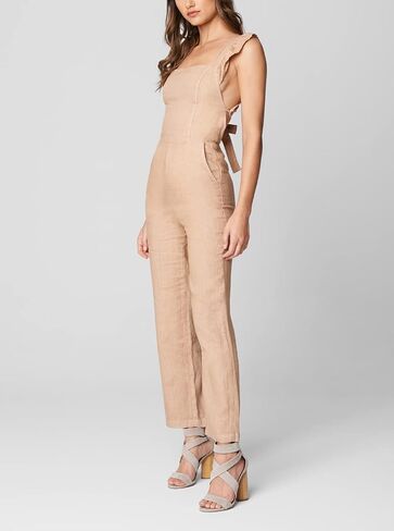 [BLANKNYC] Womens Luxury Clothing Linen Jumpsuit with Ruffle Straps, Comfortable & Fashionable in Saudi Arabia