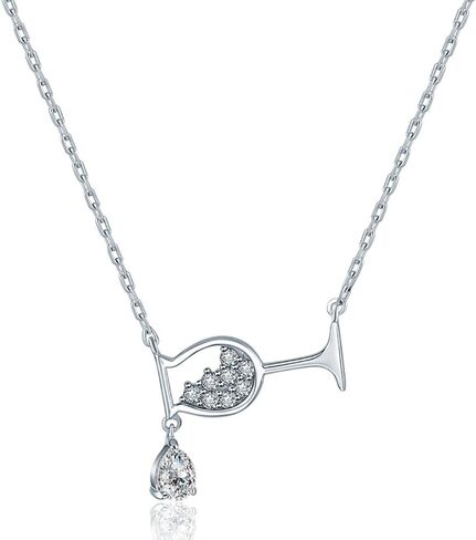 Wine Glass Pendant Necklace,Cubic Zircon Water Drop Cup Clavicle Necklace in Kuwait