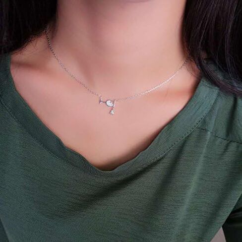 Wine Glass Pendant Necklace,Cubic Zircon Water Drop Cup Clavicle Necklace in Kuwait