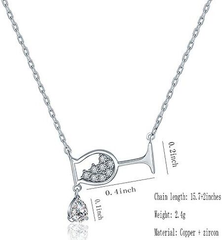 Wine Glass Pendant Necklace,Cubic Zircon Water Drop Cup Clavicle Necklace in Kuwait
