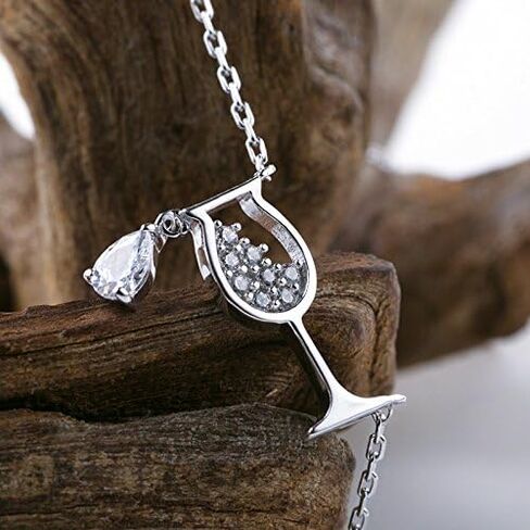 Wine Glass Pendant Necklace,Cubic Zircon Water Drop Cup Clavicle Necklace in Kuwait