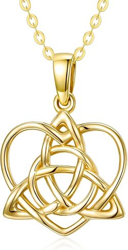 KECHO Irish Celtic Necklace Solid Gold Vintage Triquetra Trinity Celtics Celtic Knot Pendant Necklace Jewelry Gifts for Women Girls Mother Wife, 16"+ 1"+1" +1" in Saudi Arabia