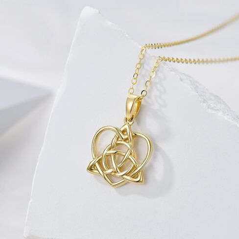 KECHO Irish Celtic Necklace Solid Gold Vintage Triquetra Trinity Celtics Celtic Knot Pendant Necklace Jewelry Gifts for Women Girls Mother Wife, 16"+ 1"+1" +1" in Saudi Arabia
