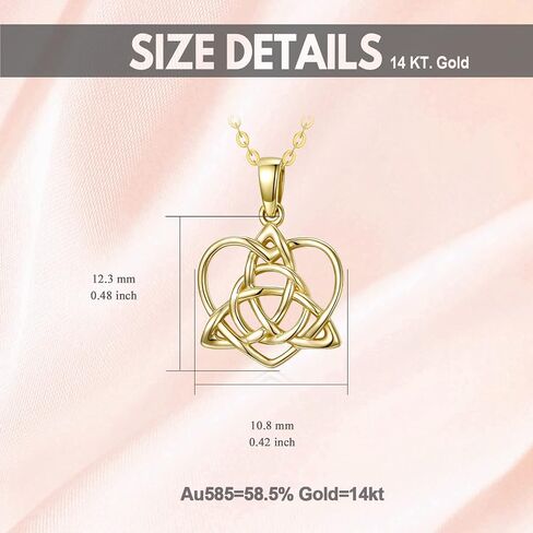 KECHO Irish Celtic Necklace Solid Gold Vintage Triquetra Trinity Celtics Celtic Knot Pendant Necklace Jewelry Gifts for Women Girls Mother Wife, 16"+ 1"+1" +1" in Saudi Arabia