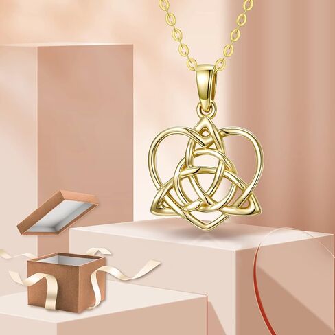 KECHO Irish Celtic Necklace Solid Gold Vintage Triquetra Trinity Celtics Celtic Knot Pendant Necklace Jewelry Gifts for Women Girls Mother Wife, 16"+ 1"+1" +1" in Saudi Arabia