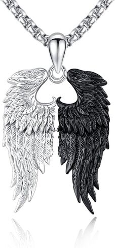 YueYuan Angle Wings Necklace 925 Sterling Silver Angel Necklace Guardian Angel Wing Necklace Wings Pendant Sacred Necklace Angel Wing Jewelry Gifts for Women Men in Saudi Arabia