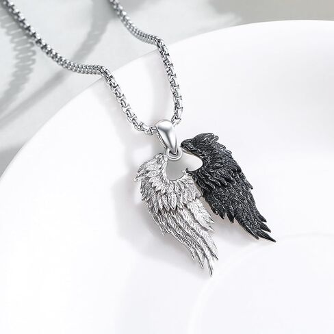 YueYuan Angle Wings Necklace 925 Sterling Silver Angel Necklace Guardian Angel Wing Necklace Wings Pendant Sacred Necklace Angel Wing Jewelry Gifts for Women Men in Saudi Arabia