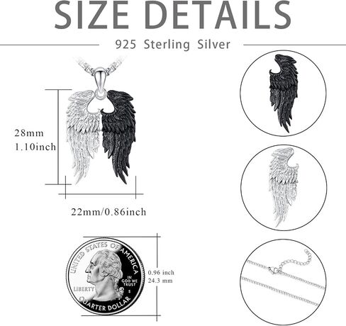 YueYuan Angle Wings Necklace 925 Sterling Silver Angel Necklace Guardian Angel Wing Necklace Wings Pendant Sacred Necklace Angel Wing Jewelry Gifts for Women Men in Saudi Arabia