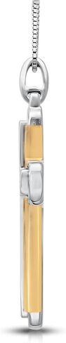 Jewelili Men's 14k Yellow Gold over Sterling Silver Cross Pendant Necklace with Natural White Round Diamonds, 1/5 cttw, 18" Box Chain in Saudi Arabia