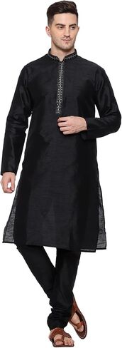 Men Art Silk Kurta Pyjama Set Party Fashion Regular Ethinic Wear Indian Dress in Kuwait