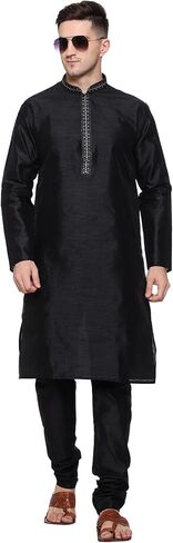 Men Art Silk Kurta Pyjama Set Party Fashion Regular Ethinic Wear Indian Dress in Kuwait