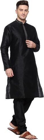 Men Art Silk Kurta Pyjama Set Party Fashion Regular Ethinic Wear Indian Dress in Kuwait
