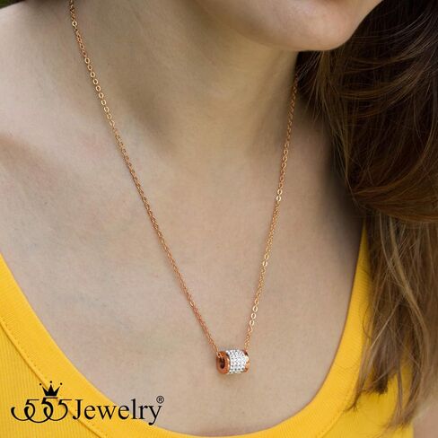 555Jewelry الفولاذ المقاوم للصدأ تشيكوسلوفاكيا انزلاق قلادة الخرزة العائمة للنساء والفتيات in Saudi Arabia