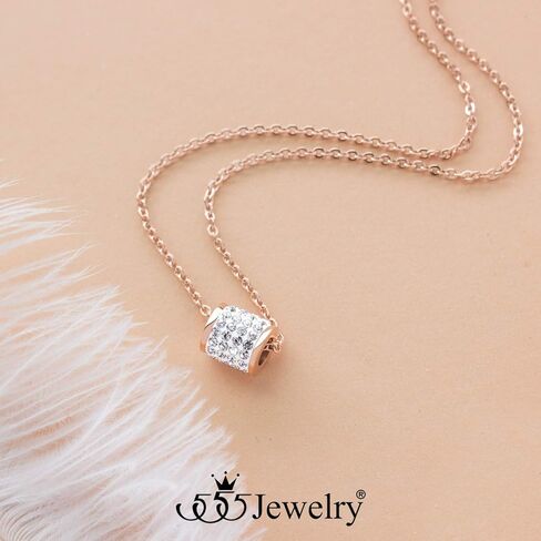 555Jewelry الفولاذ المقاوم للصدأ تشيكوسلوفاكيا انزلاق قلادة الخرزة العائمة للنساء والفتيات in Saudi Arabia
