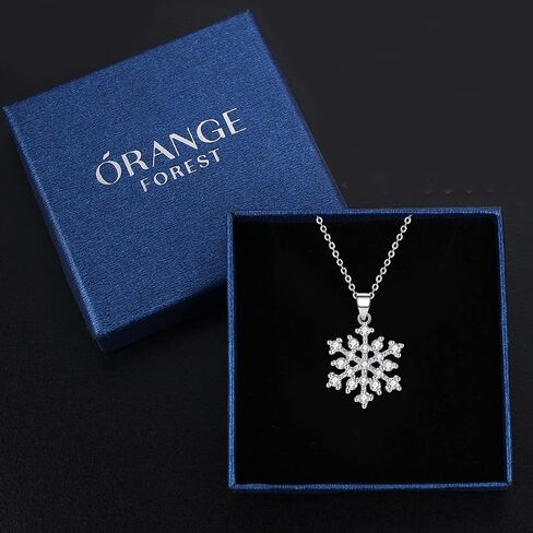ORANGE FOREST ندفة الثلج قلادة قلادة 925 الفضة الاسترليني الأبيض تشيكوسلوفاكيا الشتاء حزب الأزياء زهرة ندفة الثلج قلادة مجوهرات هدايا عيد الميلاد للنساء الفتيات in Kuwait